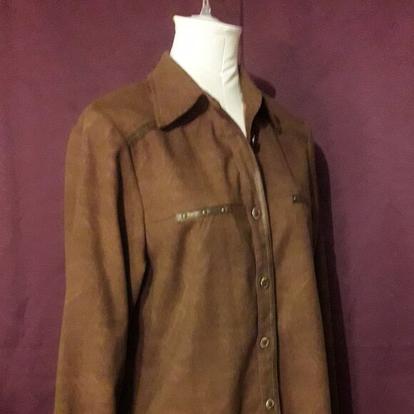 Vintage 80s 1980s Womens Unisex ConradC Western Dress Shirt - Brown Small Medium - Picture 1 of 10